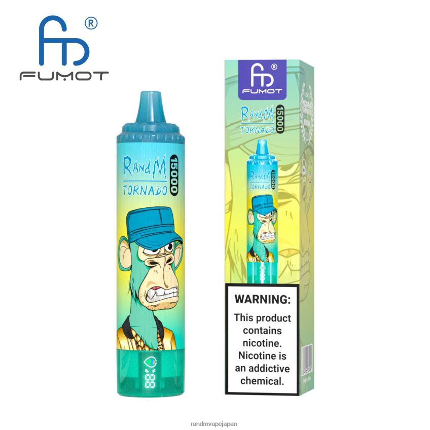 4LP42P20 Fumot RandM Tornado 15000 vape デバイス (バッテリーとジュース ディスプレイ バージョン 1 付き) スイカ氷 - Tornado Vape Flavours