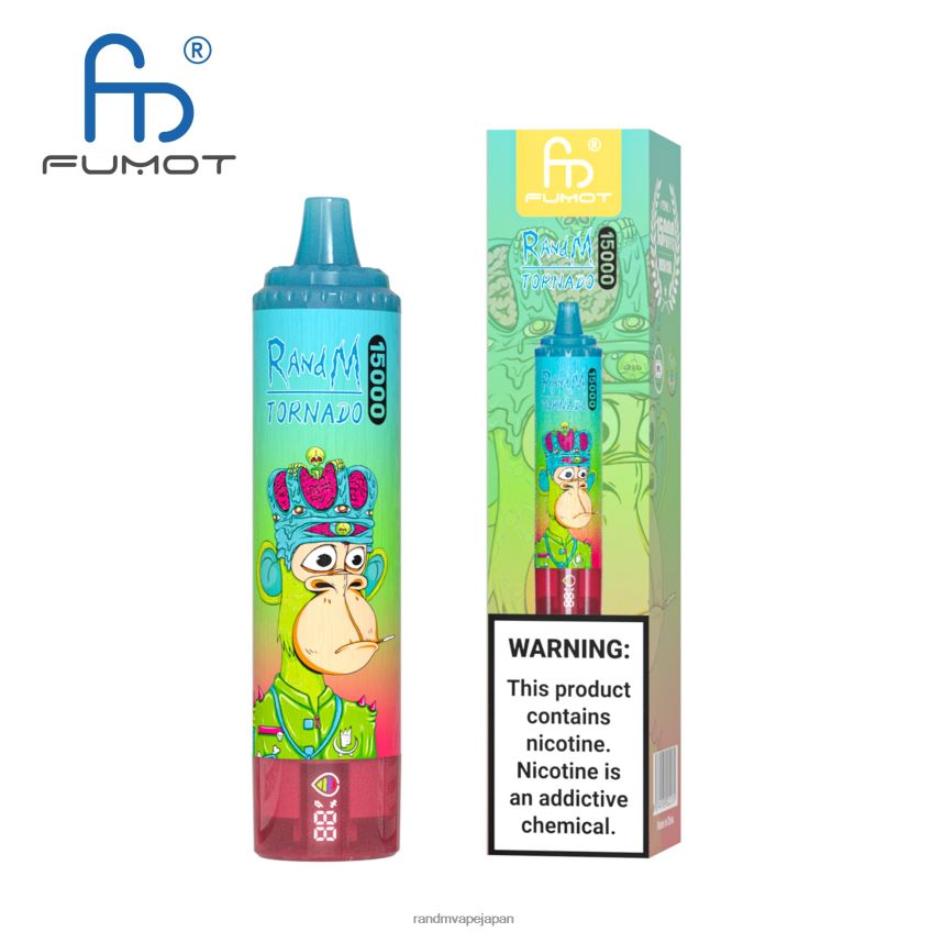 4LP42P20 Fumot RandM Tornado 15000 vape デバイス (バッテリーとジュース ディスプレイ バージョン 1 付き) スイカ氷 - Tornado Vape Flavours