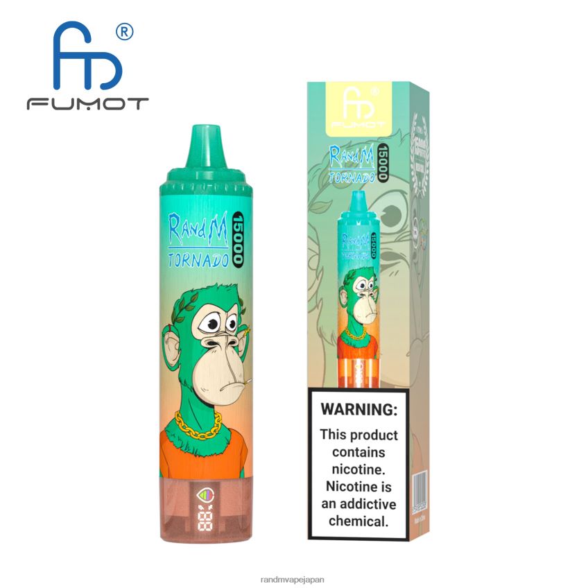 4LP42P20 Fumot RandM Tornado 15000 vape デバイス (バッテリーとジュース ディスプレイ バージョン 1 付き) スイカ氷 - Tornado Vape Flavours