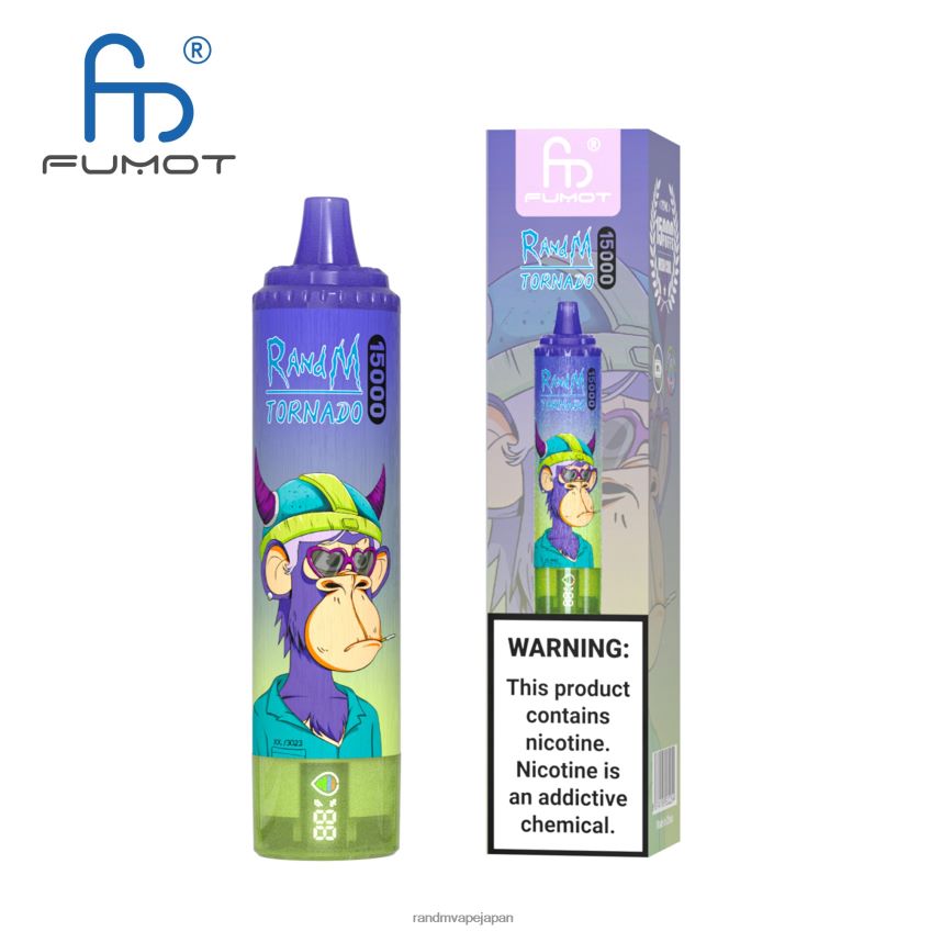 4LP42P20 Fumot RandM Tornado 15000 vape デバイス (バッテリーとジュース ディスプレイ バージョン 1 付き) スイカ氷 - Tornado Vape Flavours