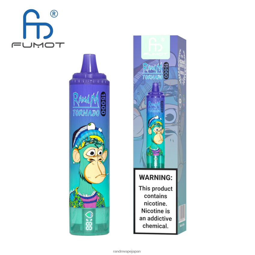 4LP42P20 Fumot RandM Tornado 15000 vape デバイス (バッテリーとジュース ディスプレイ バージョン 1 付き) スイカ氷 - Tornado Vape Flavours