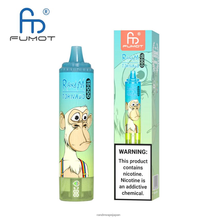 4LP42P20 Fumot RandM Tornado 15000 vape デバイス (バッテリーとジュース ディスプレイ バージョン 1 付き) スイカ氷 - Tornado Vape Flavours