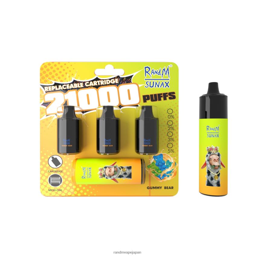 4LP42P268 RandM Sunax 21000 エアフロー コントロール ポッド交換可能 VAPE デバイス 1pc くまグミ - RandM Vape Sale