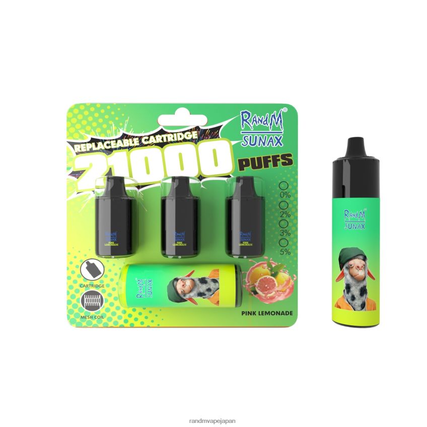 4LP42P269 RandM Sunax 21000 エアフロー コントロール ポッド交換可能 VAPE デバイス 1pc ピンクレモネード - RandM Flavors
