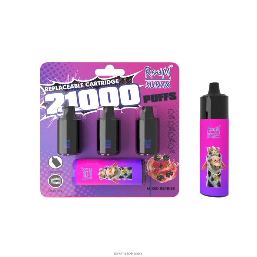 4LP42P270 RandM Sunax 21000 エアフロー コントロール ポッド交換可能 VAPE デバイス 1pc ミックスベリー - Tornado Vape Flavours