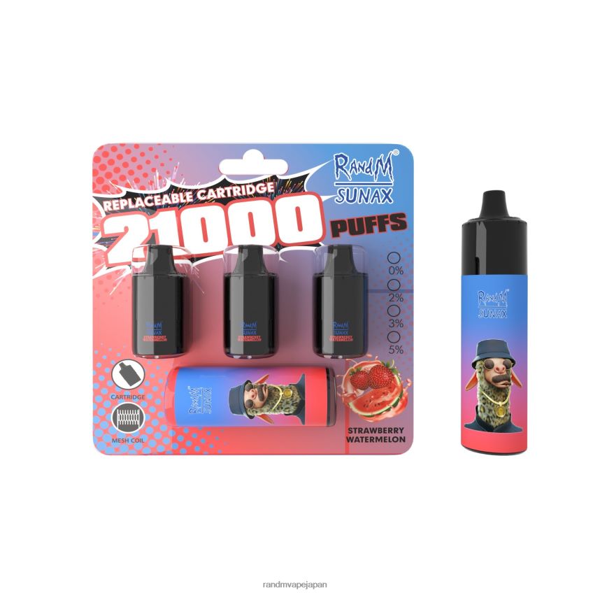 4LP42P271 RandM Sunax 21000 エアフロー コントロール ポッド交換可能 VAPE デバイス 1pc ストロベリースイカ - RandM Vape 日本