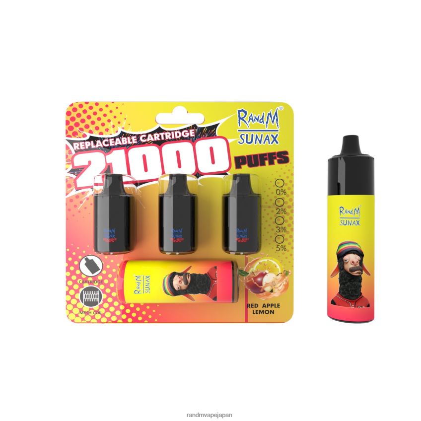 4LP42P272 RandM Sunax 21000 エアフロー コントロール ポッド交換可能 VAPE デバイス 1pc レッドアップルレモン - RandM ベイプ