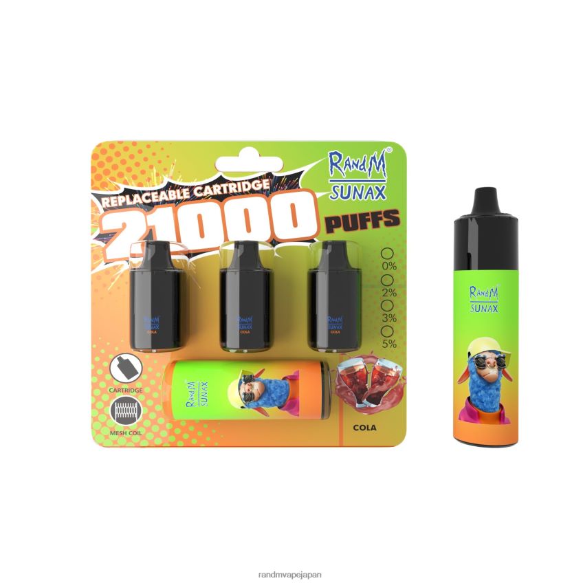 4LP42P276 RandM Sunax 21000 エアフロー コントロール ポッド交換可能 VAPE デバイス 1pc コーラ - RandM Vape Price