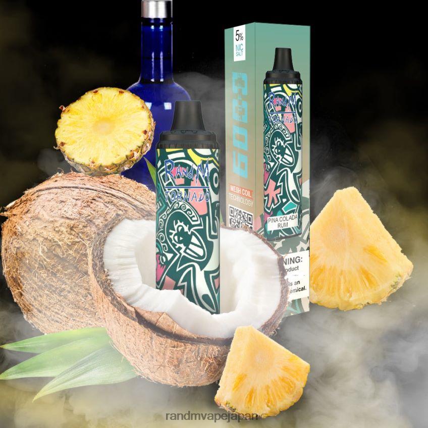 4LP42P280 RandM Tornado 6000 エアフローコントロールベイプポッドデバイス 1pc ピニャコラーダ ラム酒 - Tornado Vape Flavours