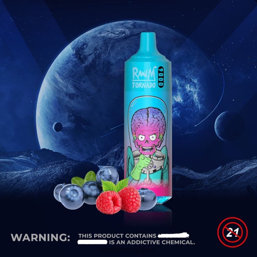 4LP42P126 RandM Tornado 9000 vape ポッド デバイス 1pc バージョン 1 ブルーベリー ラズベリー - RandM Vape Price